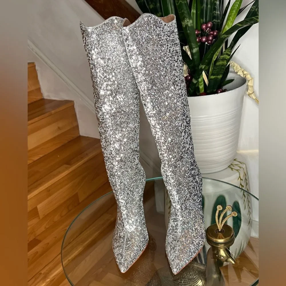 New Free People Vicenza After Midnight Sequin Boots